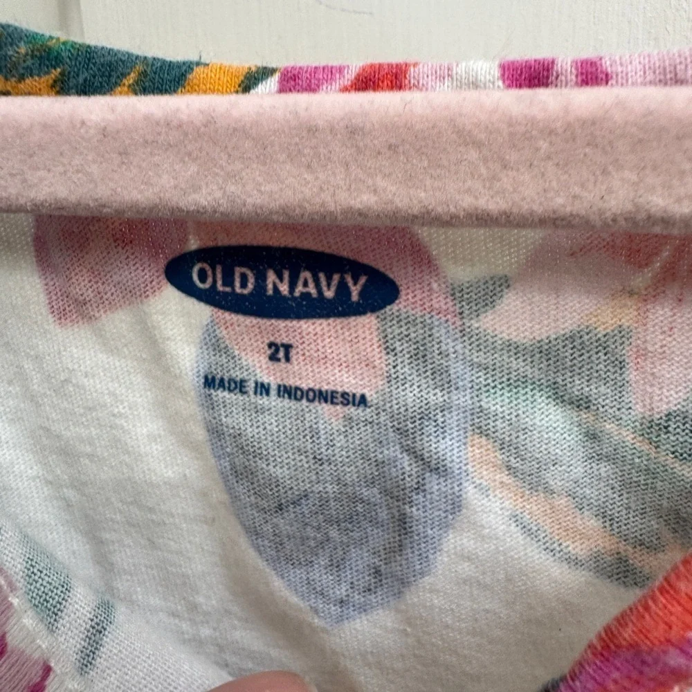 Old Navy 2T Girls Multicolor Floral Tropical Tank Top Blouse with Know Tie Front